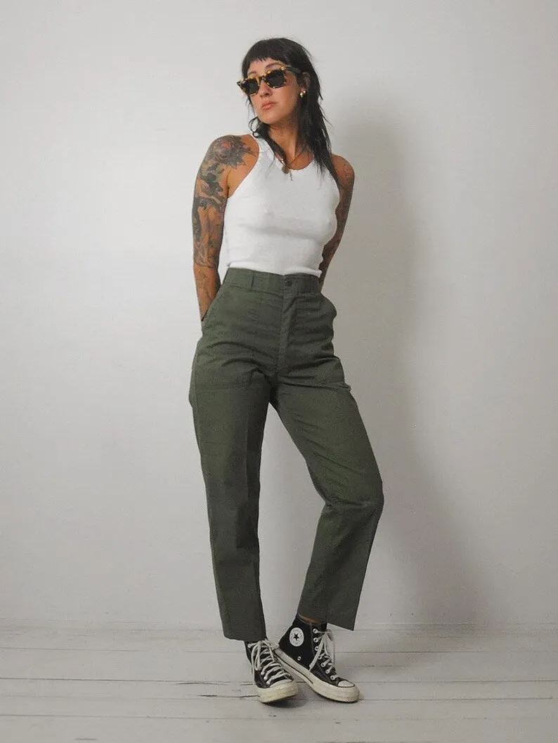 1980's OD Military Utility Trousers 28" waist