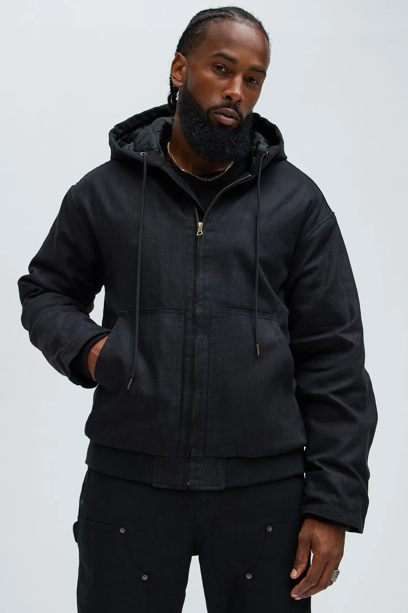 Alexander Utility Canvas Hooded Jacket - Black