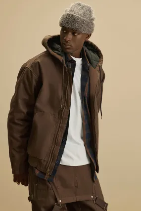 Alexander Utility Canvas Hooded Jacket - Brown