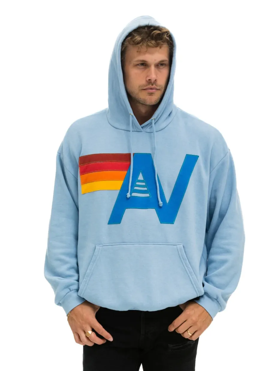 AVIATOR NATION  LOGO STITCH UNISEX PULLOVER RELAXED HOODIE - ICE