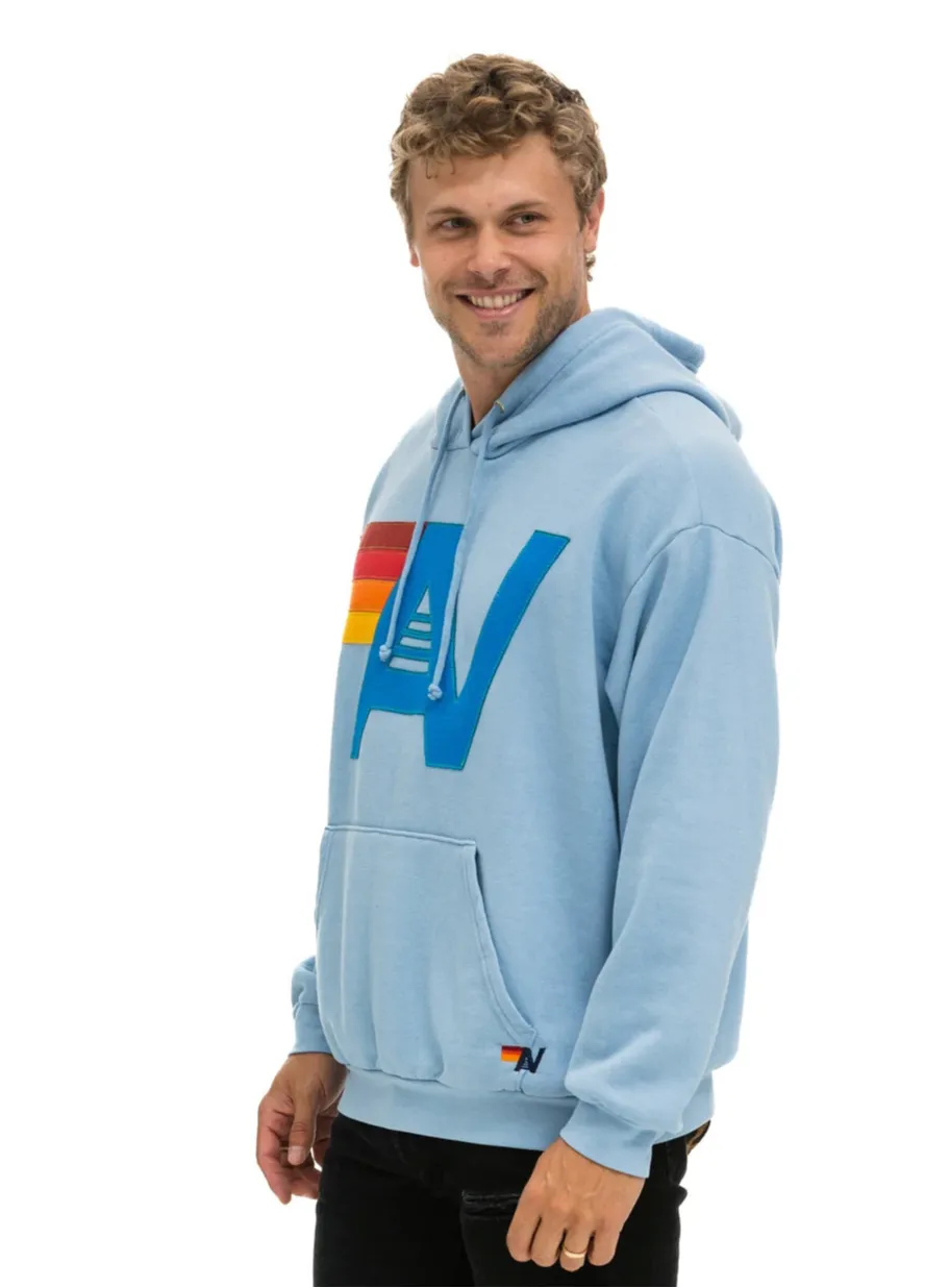 AVIATOR NATION  LOGO STITCH UNISEX PULLOVER RELAXED HOODIE - ICE