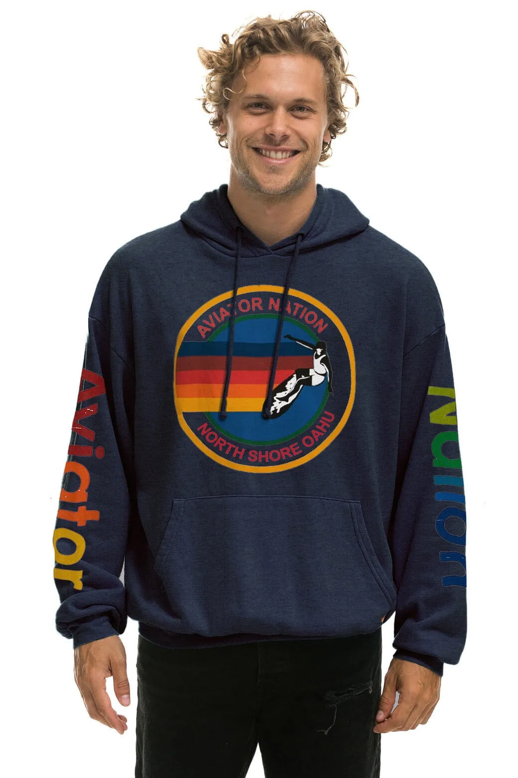 AVIATOR NATION NORTH SHORE RELAXED PULLOVER HOODIE - NAVY