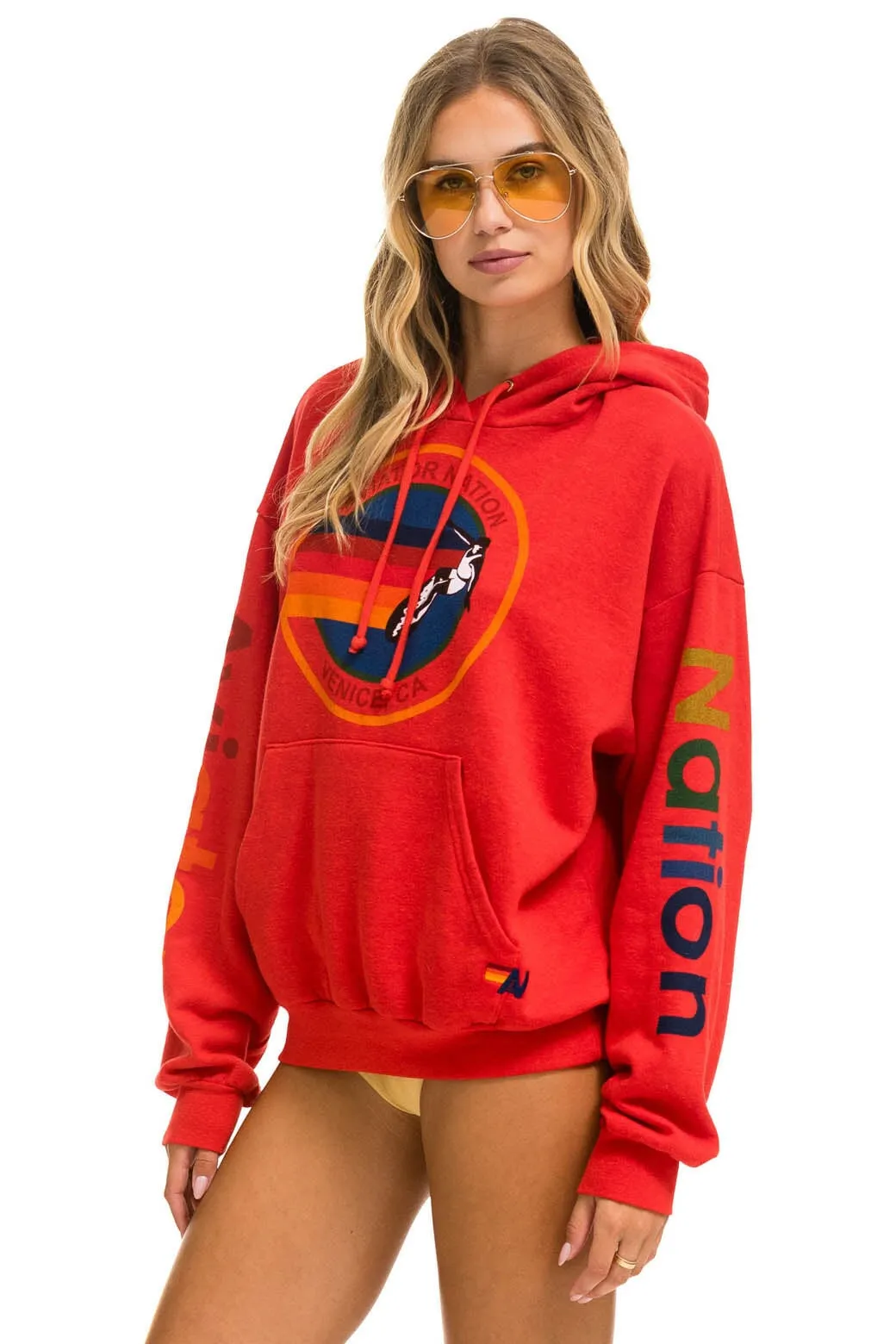 AVIATOR NATION  RELAXED PULLOVER HOODIE - RED