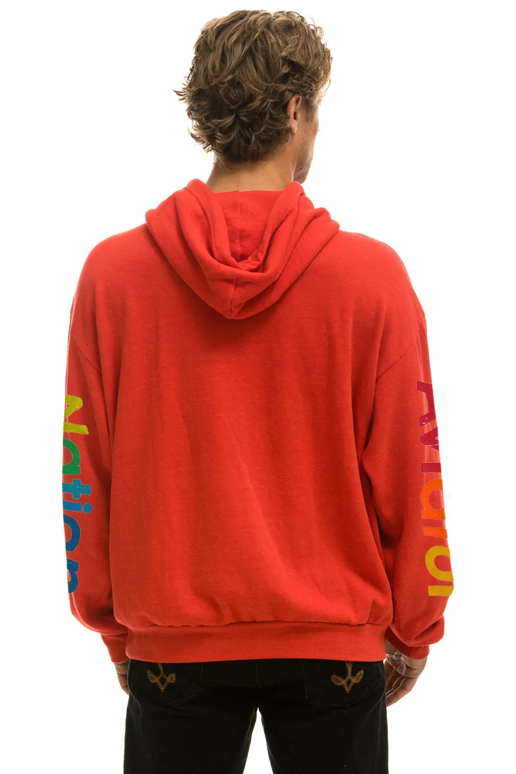 AVIATOR NATION  RELAXED PULLOVER HOODIE - RED