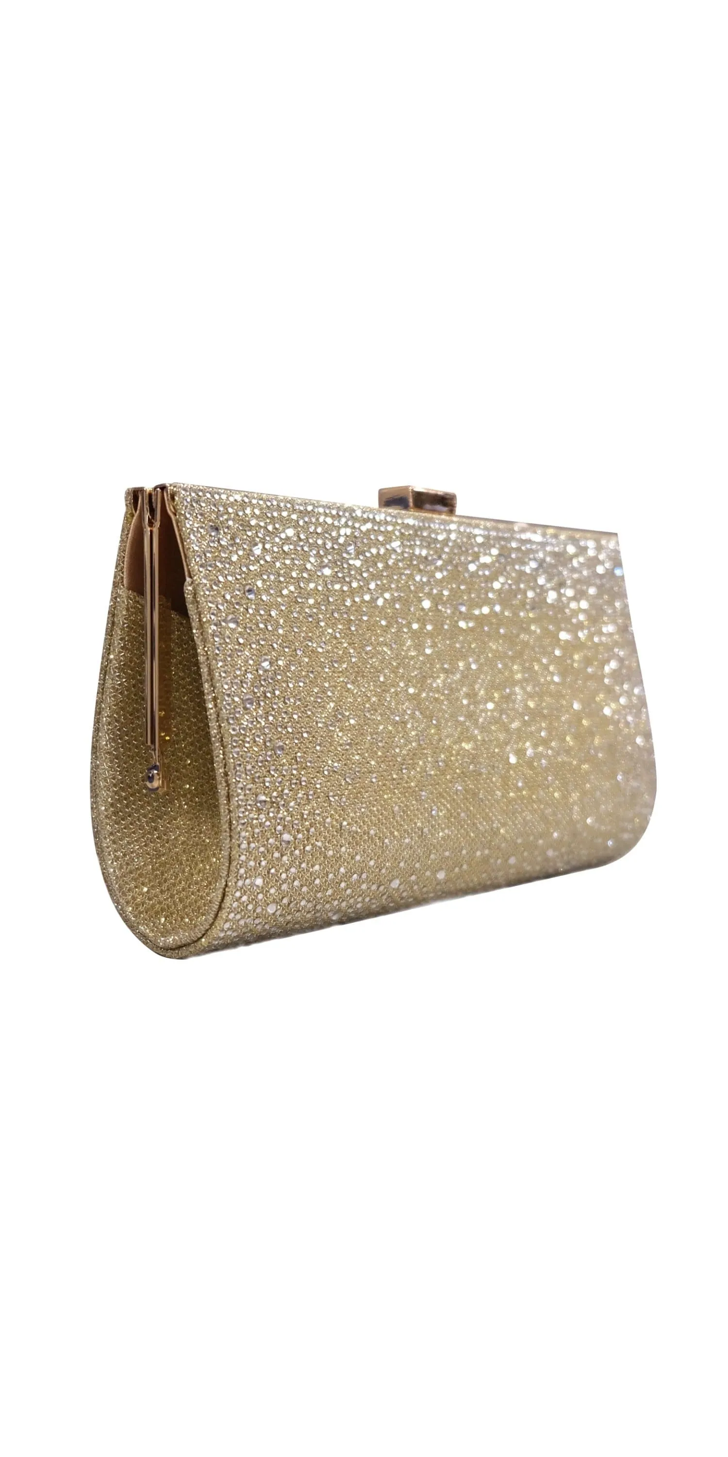 Beaded Glitter Metal Frame Handbag