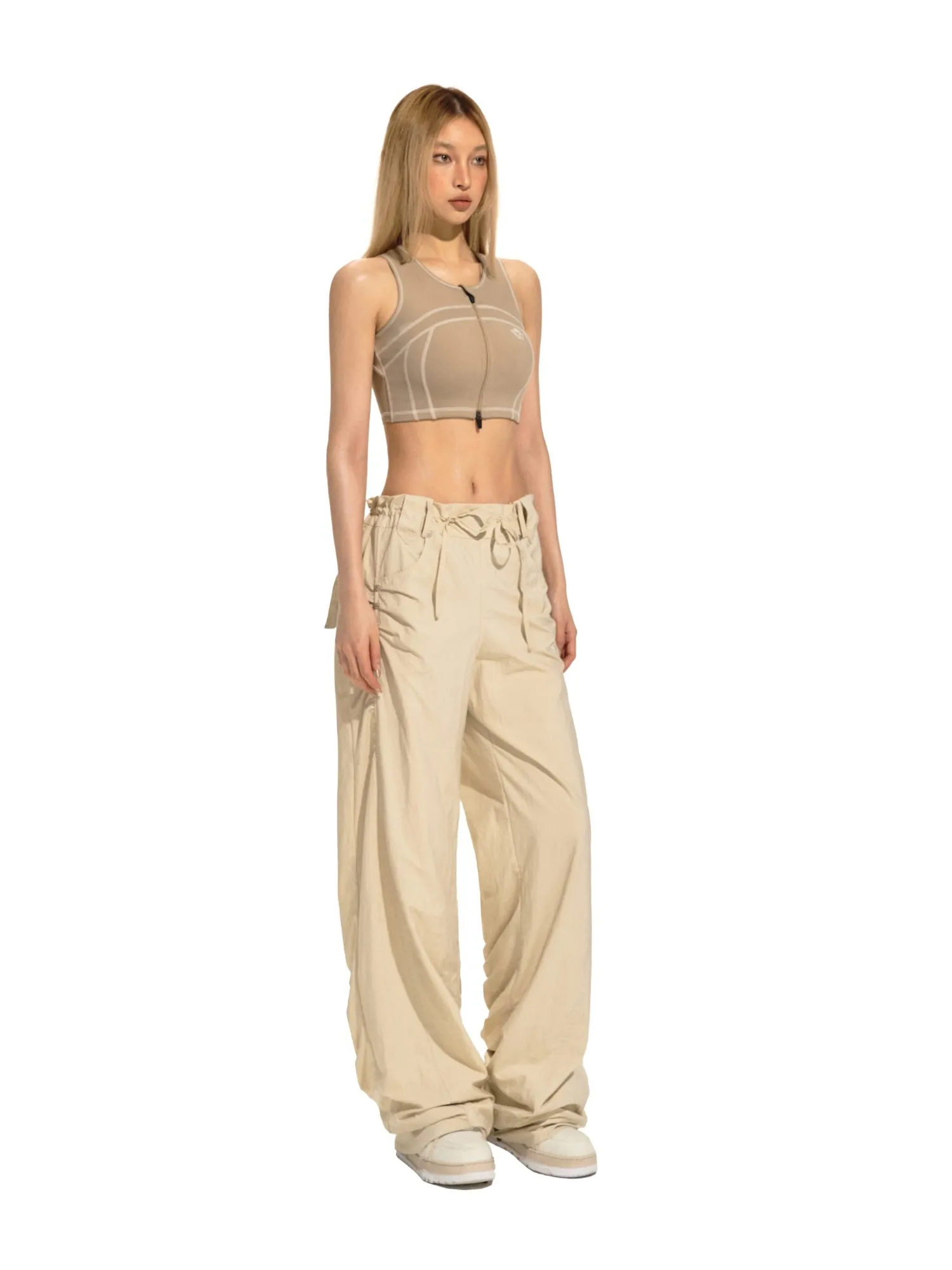 Beige Fabric Protector Jogging Pants