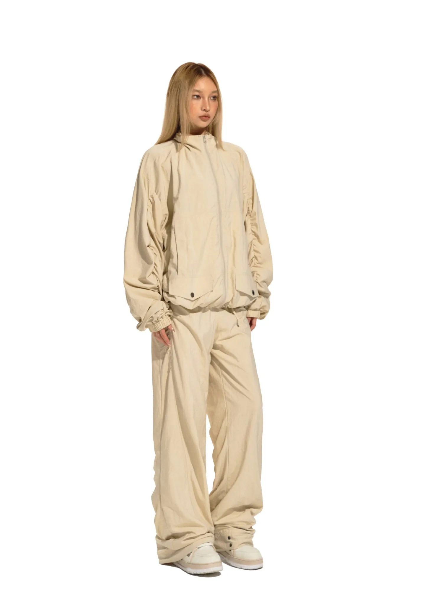 Beige Fabric Protector Jogging Pants