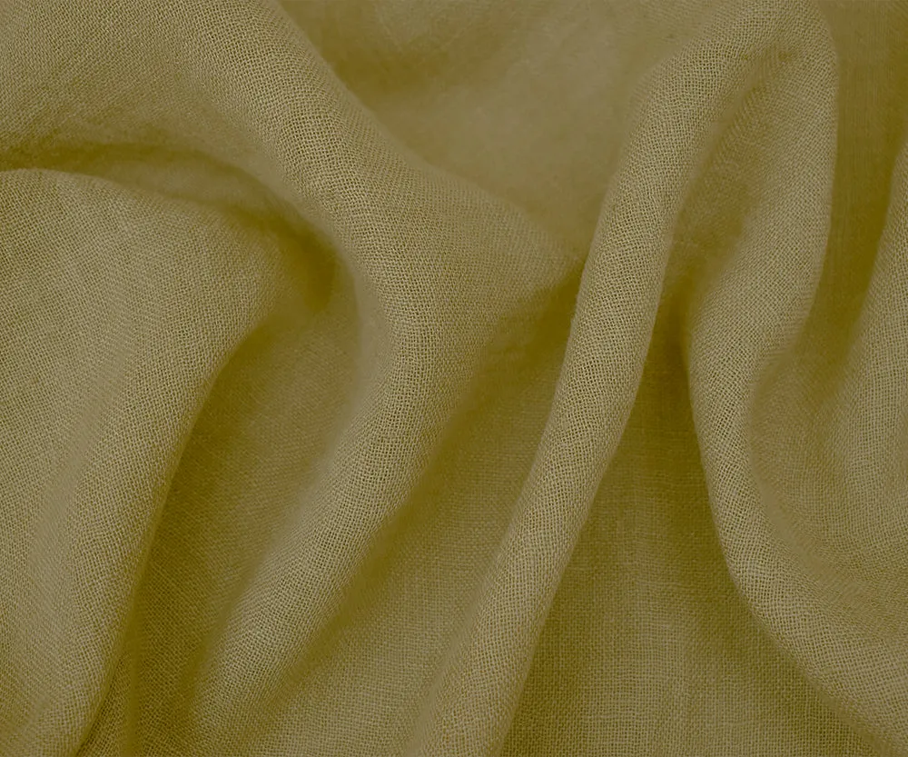 Beige Washed Semi-Sheer Washed Solid Linen Woven Fabric