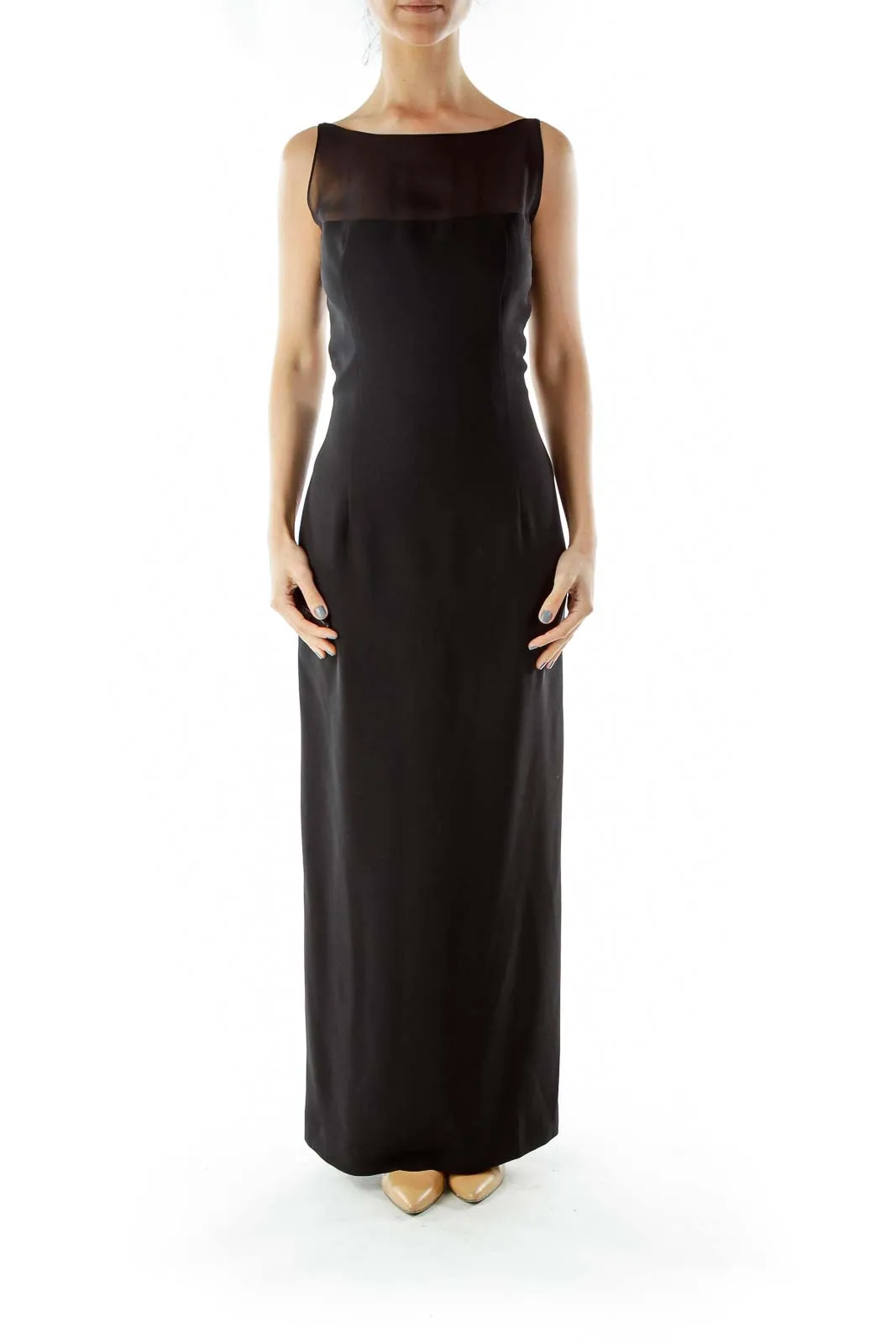 Black Evening Gown with Sheer Detail