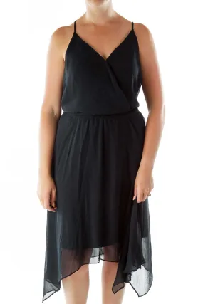 Black Sheer Belted Day Dress