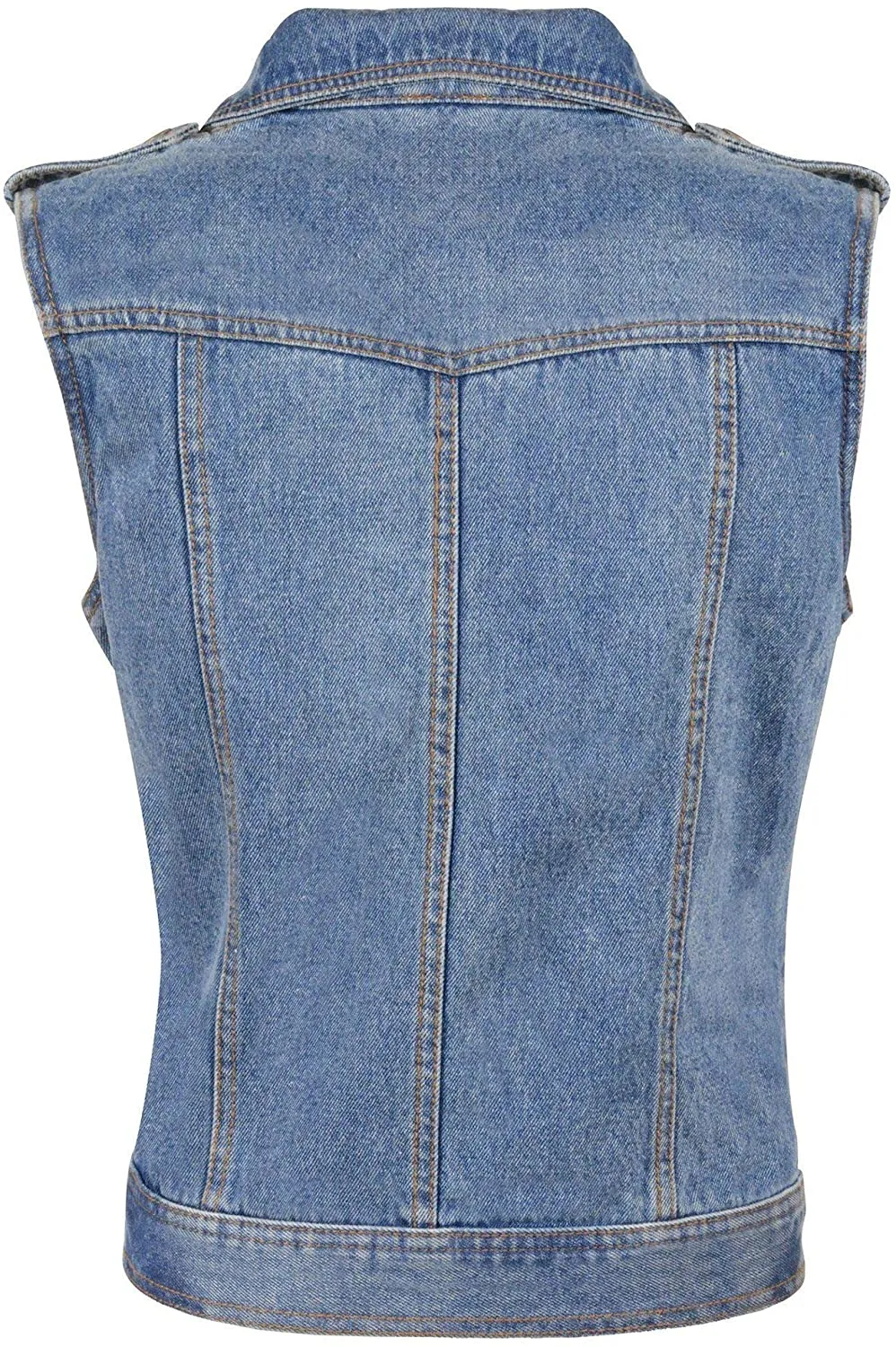 Blue Denim Fitted Studded Vest