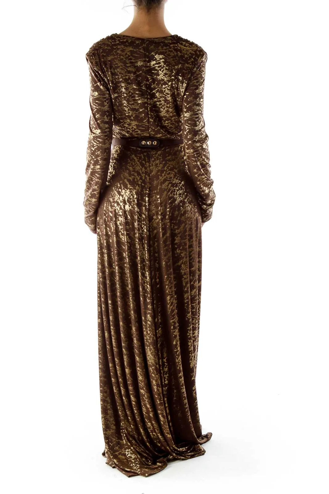 Brown Metallic Evening Dress