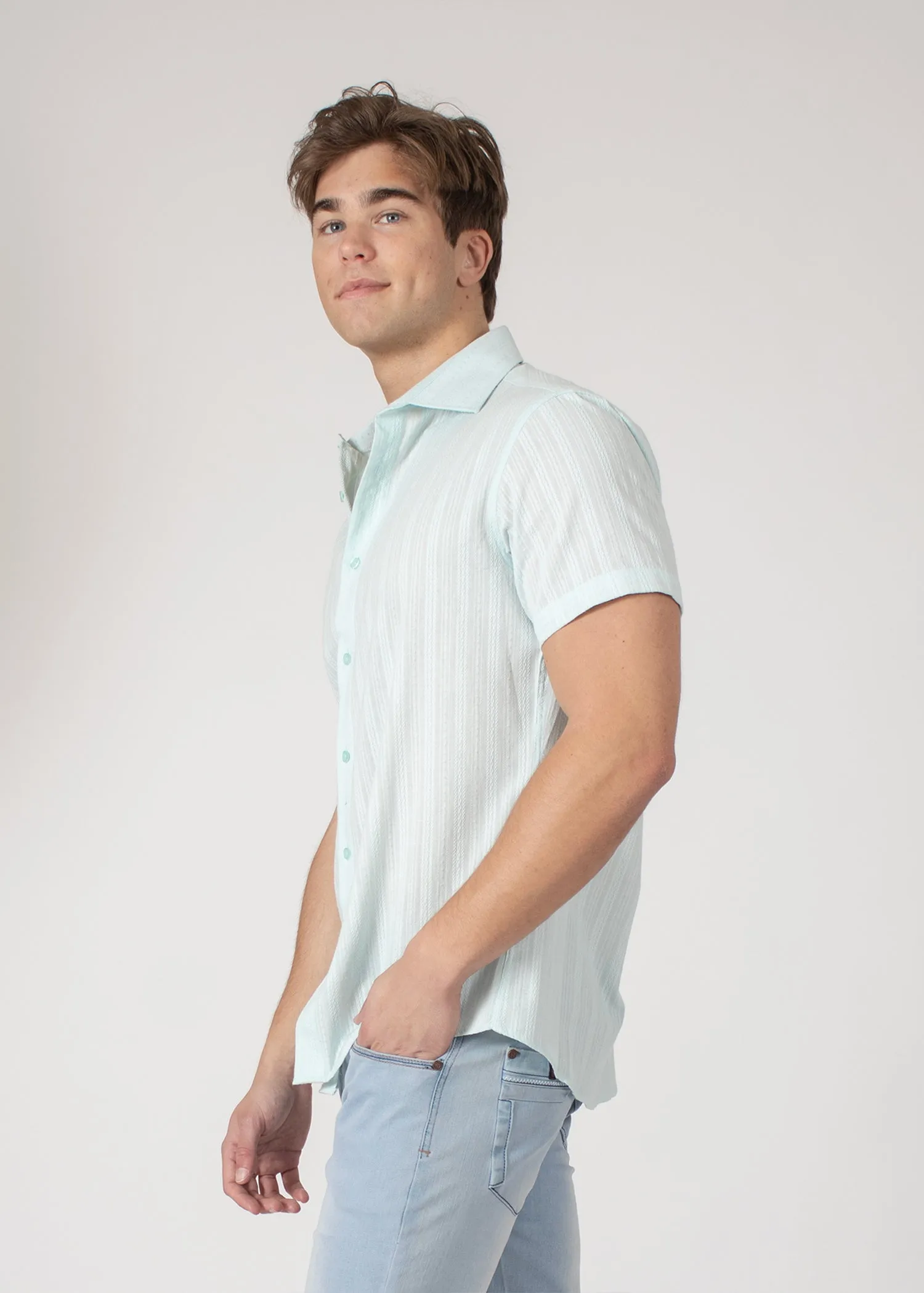 Button Up Short Sleeve Soft Lines Pattern