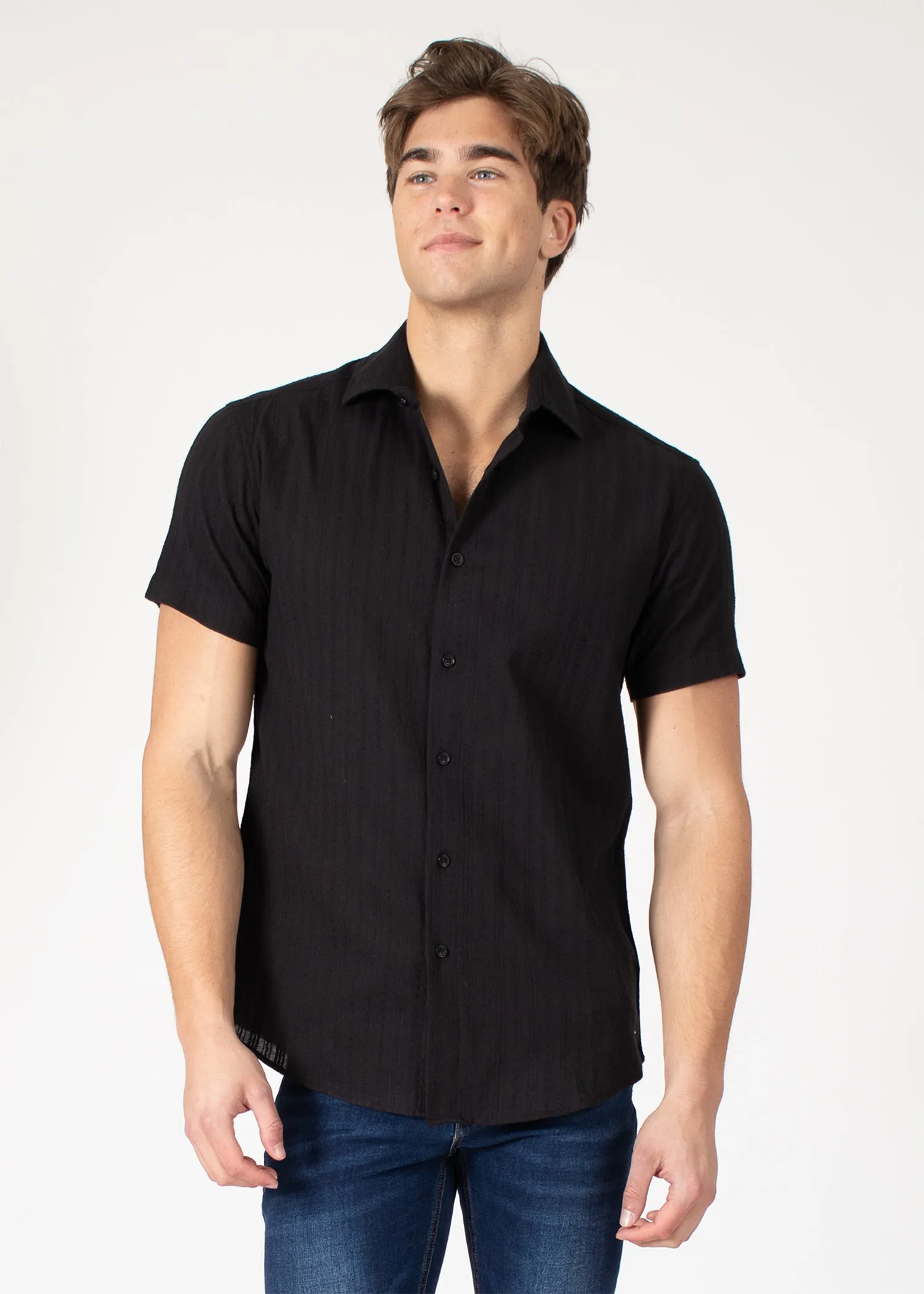 Button Up Short Sleeve Soft Lines Pattern