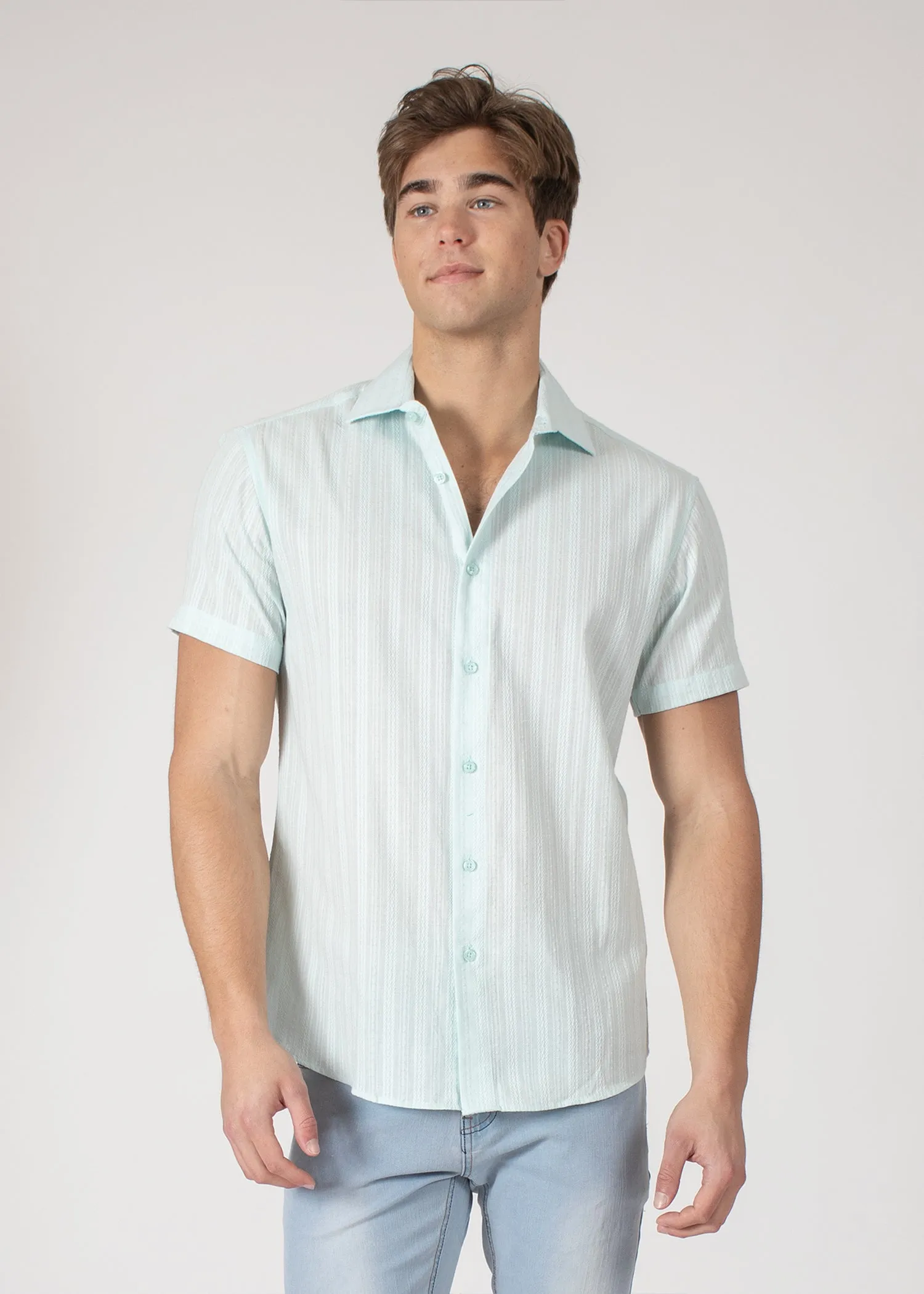 Button Up Short Sleeve Soft Lines Pattern