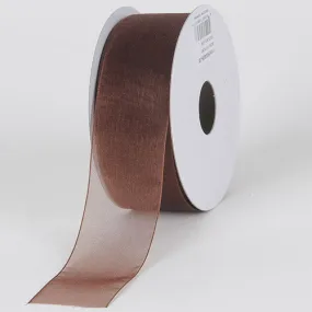 Chocolate Brown - Sheer Organza Ribbon - ( W: 3/8 Inch | L: 25 Yards )