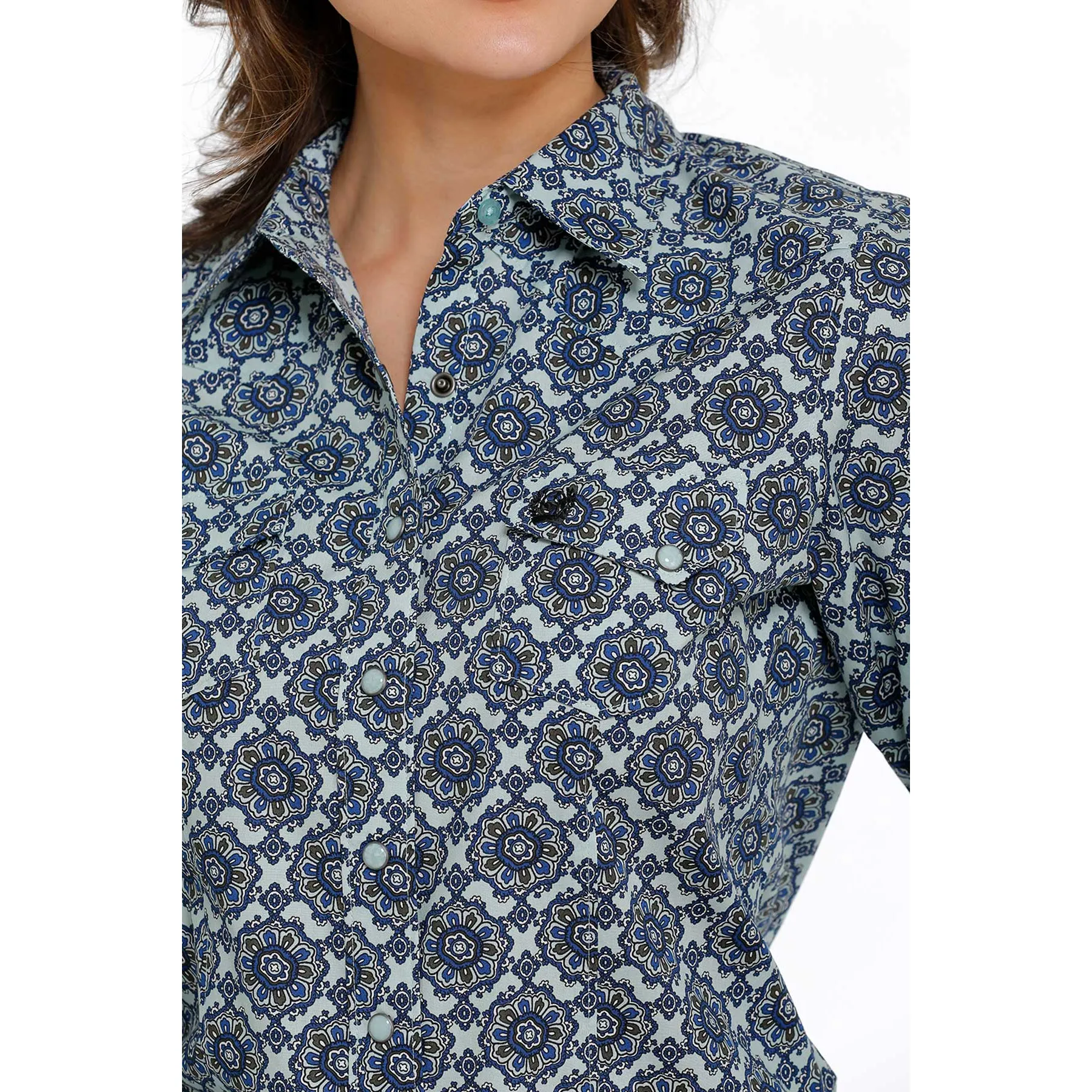 Cinch® Ladies Geometric Dark Blue Snap Down Shirt MSW9201037