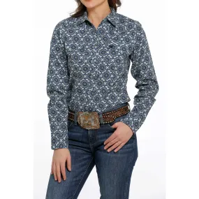 Cinch® Ladies Geometric Dark Blue Snap Down Shirt MSW9201037