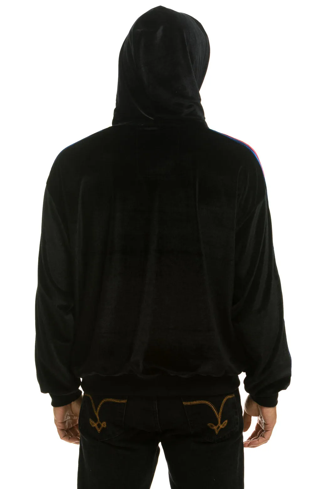 CLASSIC VELVET RELAXED PULLOVER HOODIE - BLACK