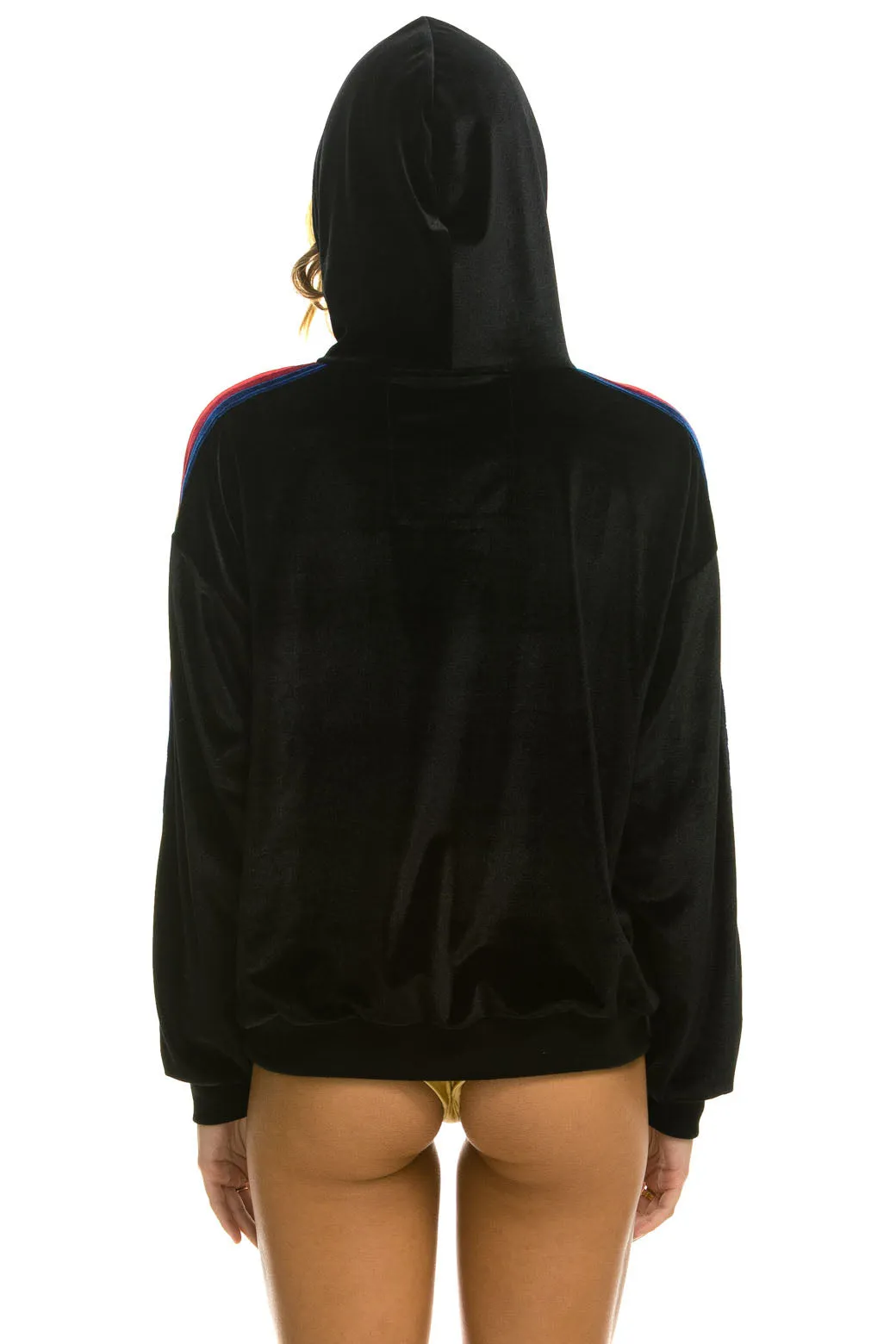 CLASSIC VELVET RELAXED PULLOVER HOODIE - BLACK