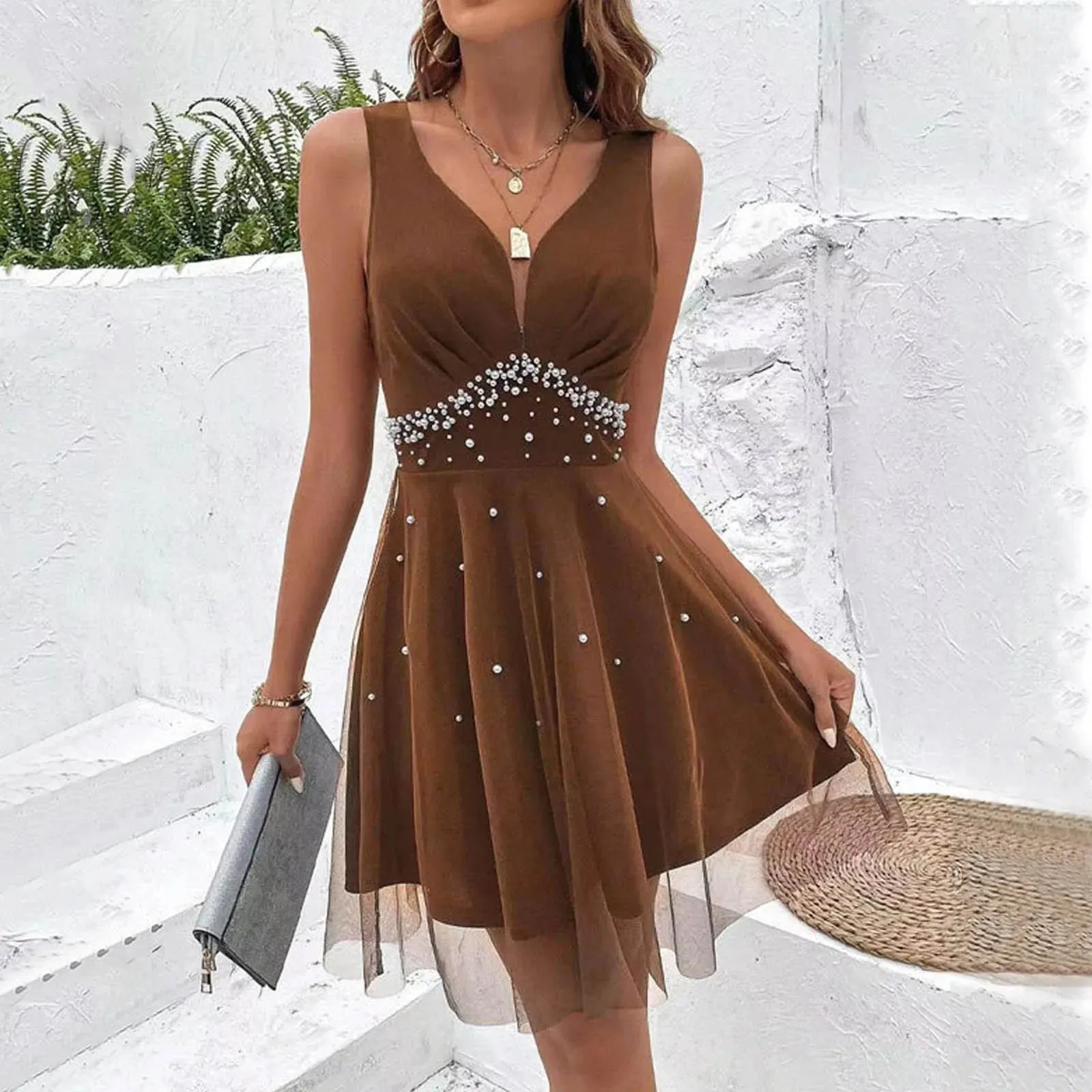 Cocktail Dresses For Women Spaghetti Strap A-Line Glitter