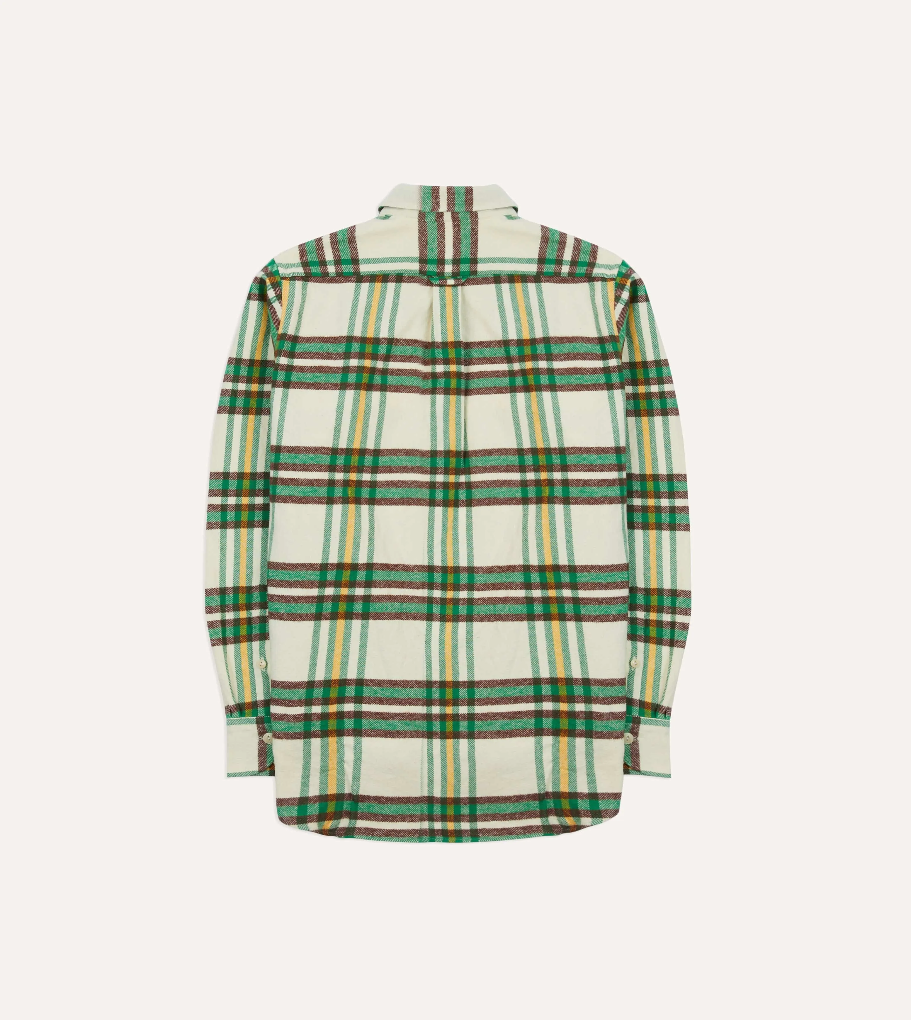 Ecru Check Brushed Cotton Two-Pocket Work Shirt