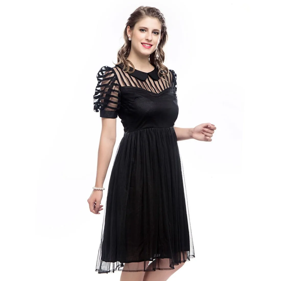 Elvira Black Sheer Dress