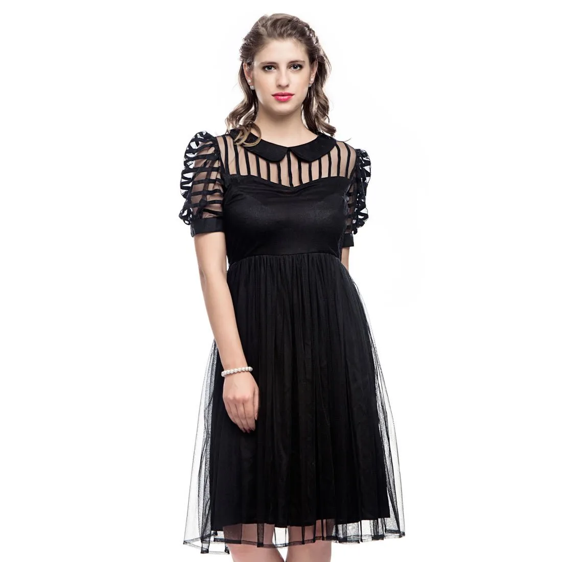 Elvira Black Sheer Dress