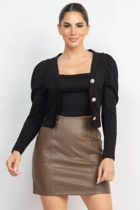 GOEMETRIC CAMI PUFF SLEEVES BLAZER TOP SET