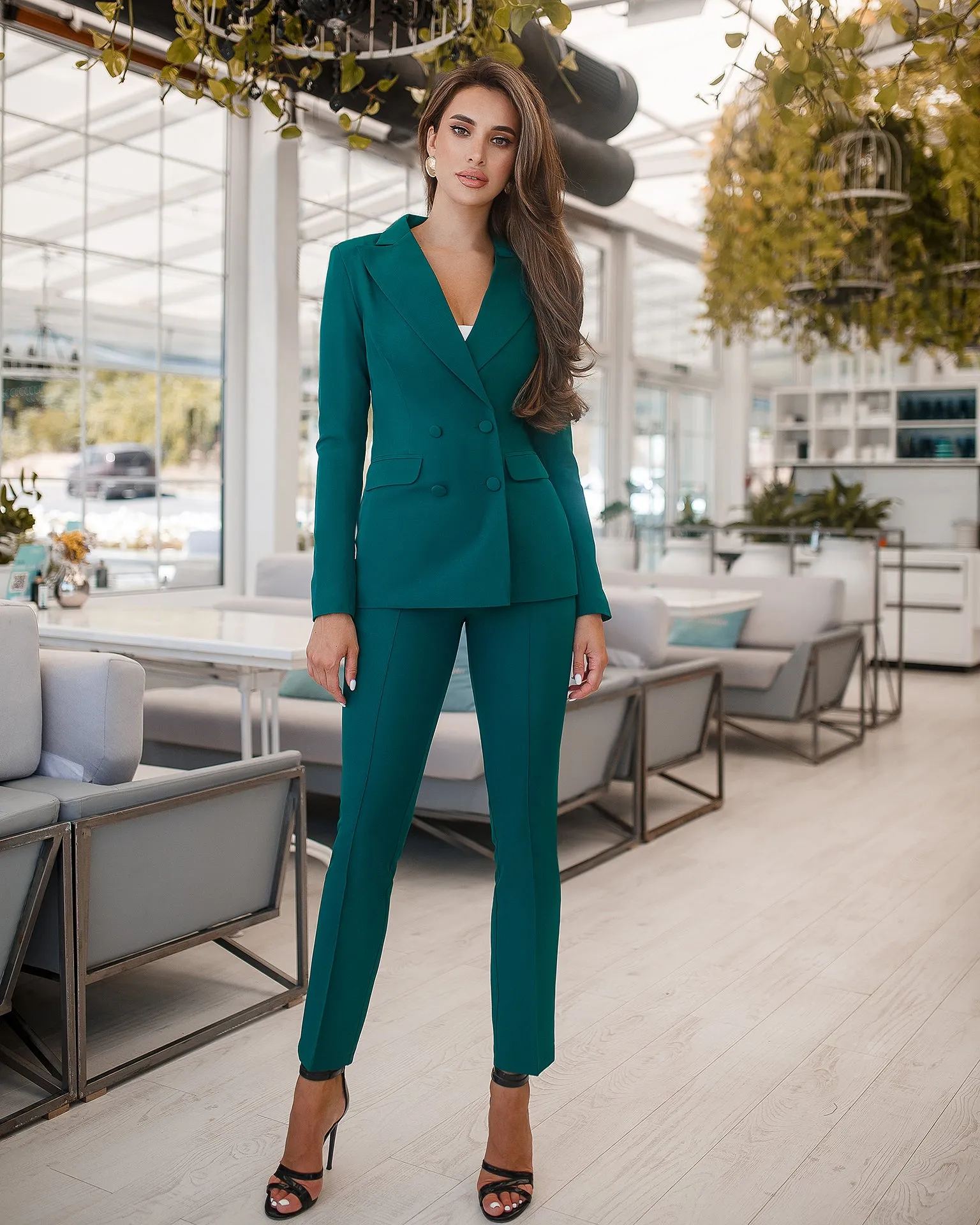 Green Double Breasted Suit 2-Piece