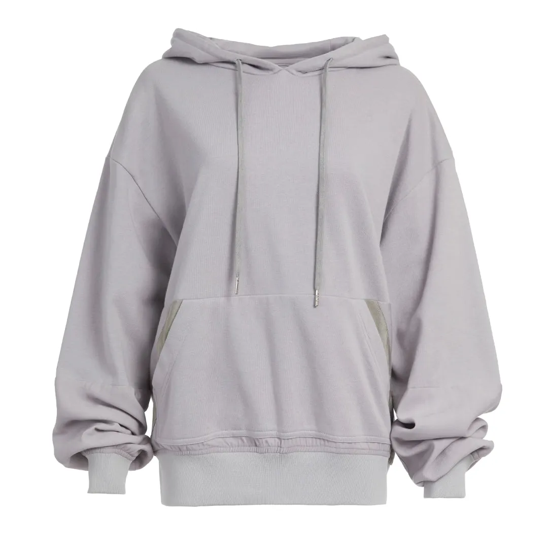 JULIAN MIXED MEDIA PULLOVER HOODIE LILAC HINT