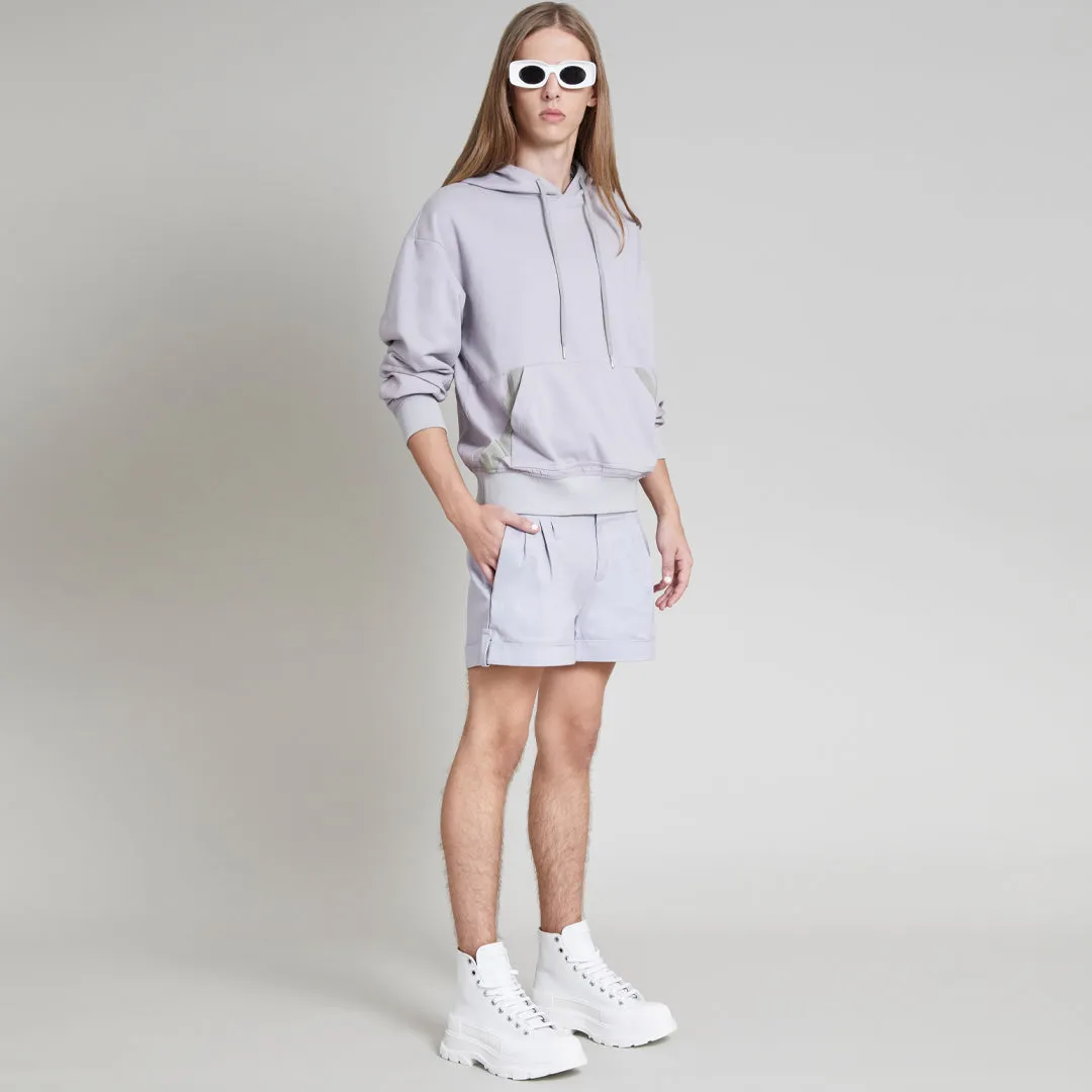 JULIAN MIXED MEDIA PULLOVER HOODIE LILAC HINT