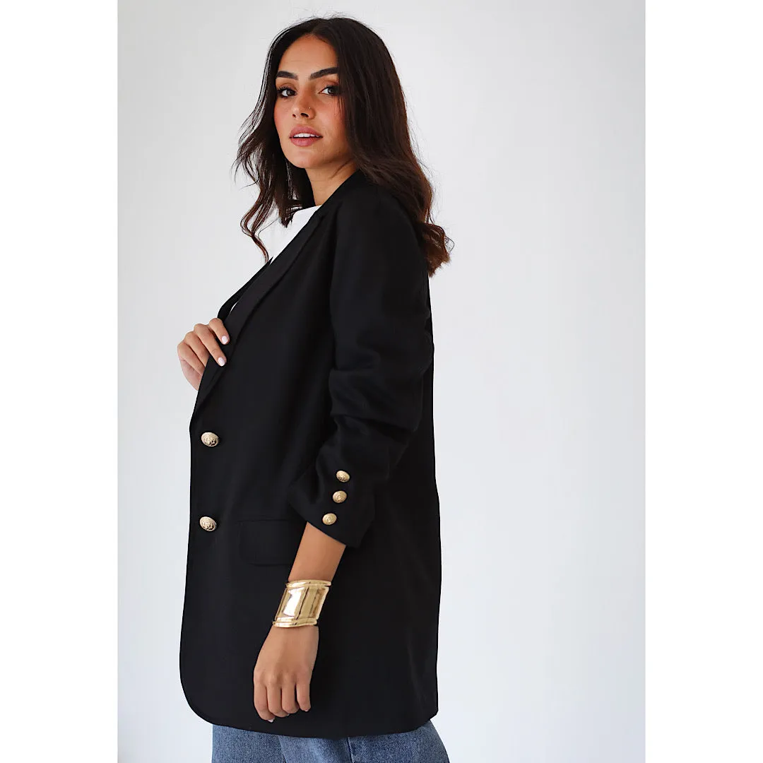 Loose fit gabardine blazer