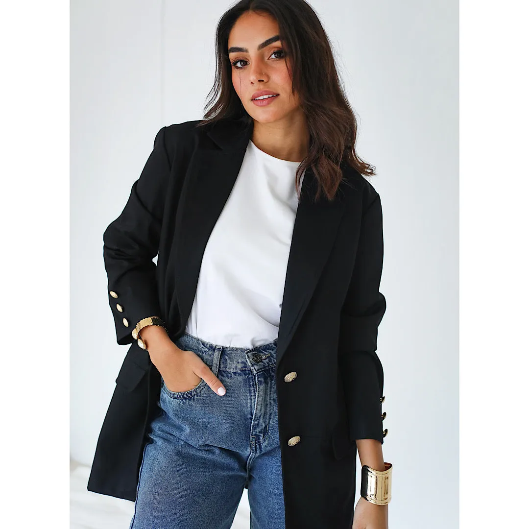 Loose fit gabardine blazer