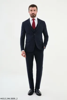 Men's Navy Blue Three-Piece Suit – Winter Formal Wear for Weddings, Corporate Events, and Holiday Celebrations.