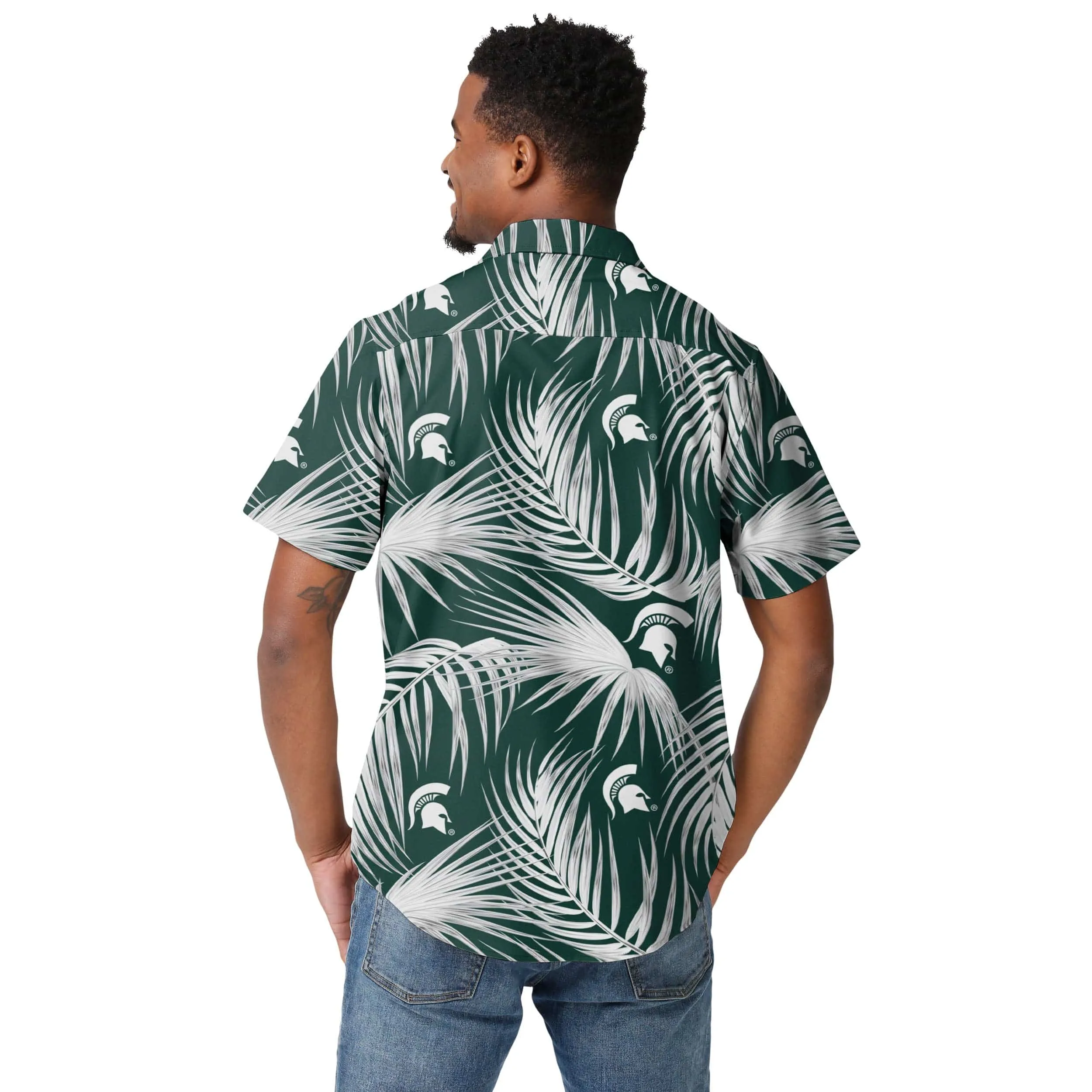 Michigan State Spartans NCAA Mens Hawaiian Button Up Shirt