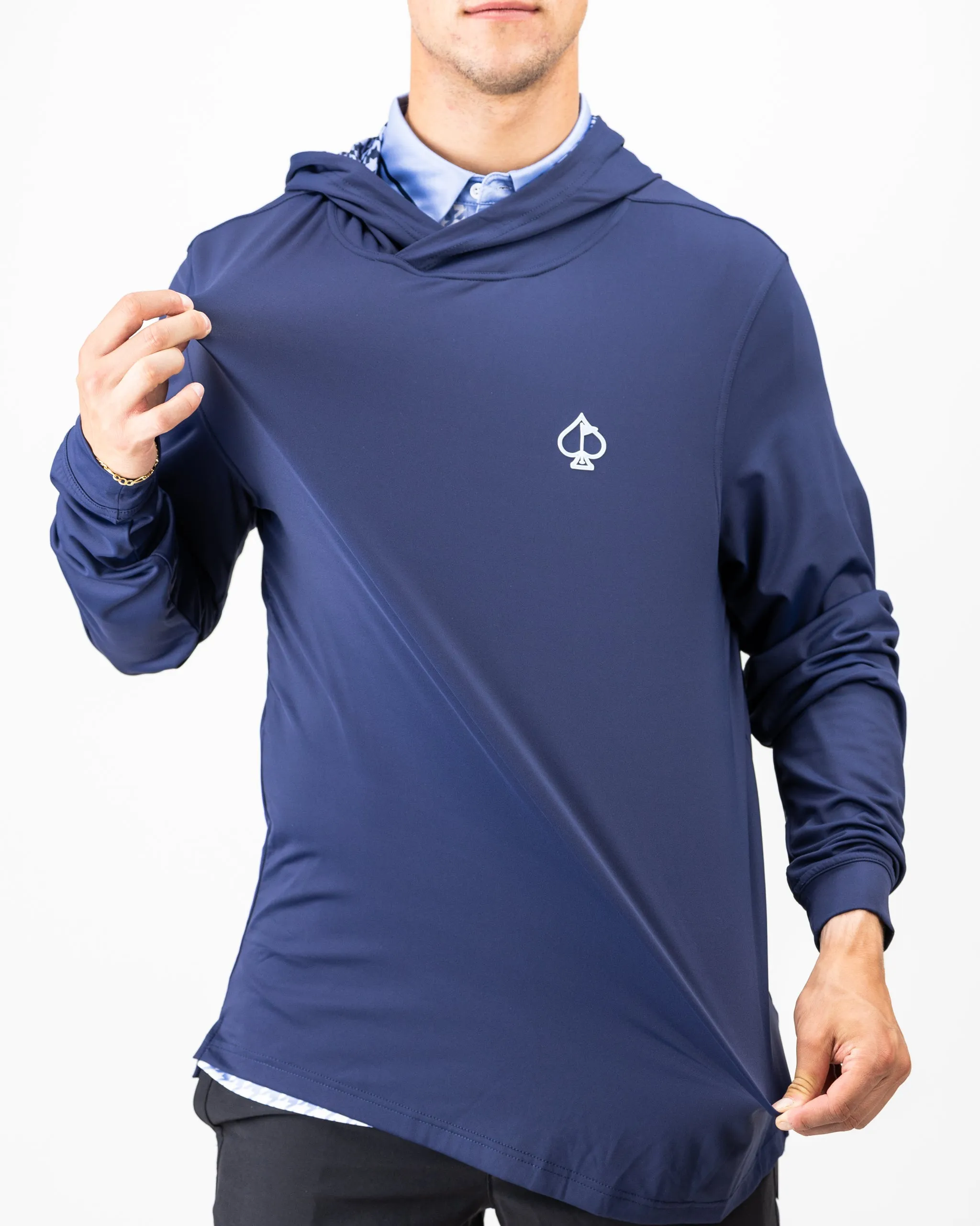 Performance Golf Hoodie - Royal Houndstooth