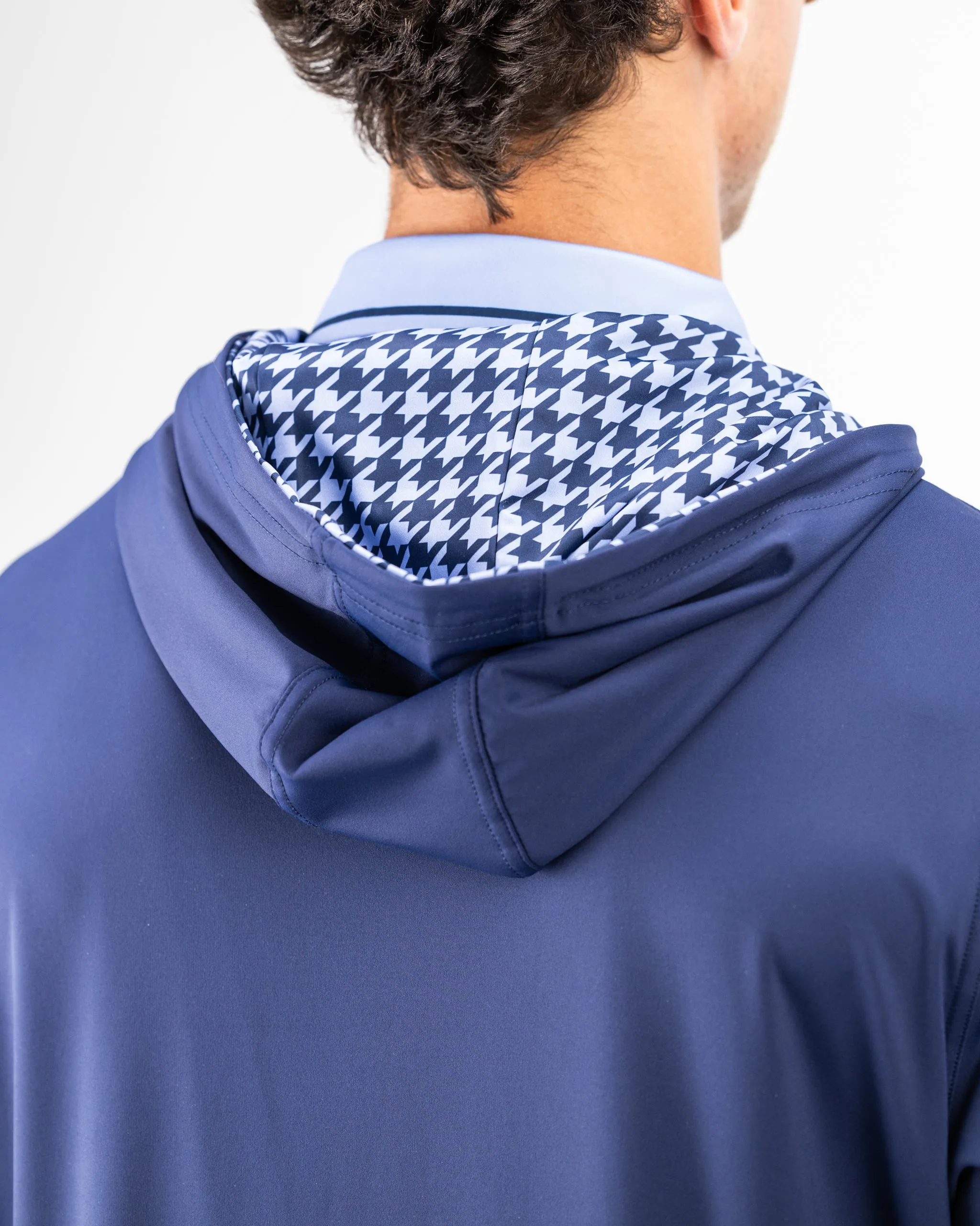 Performance Golf Hoodie - Royal Houndstooth