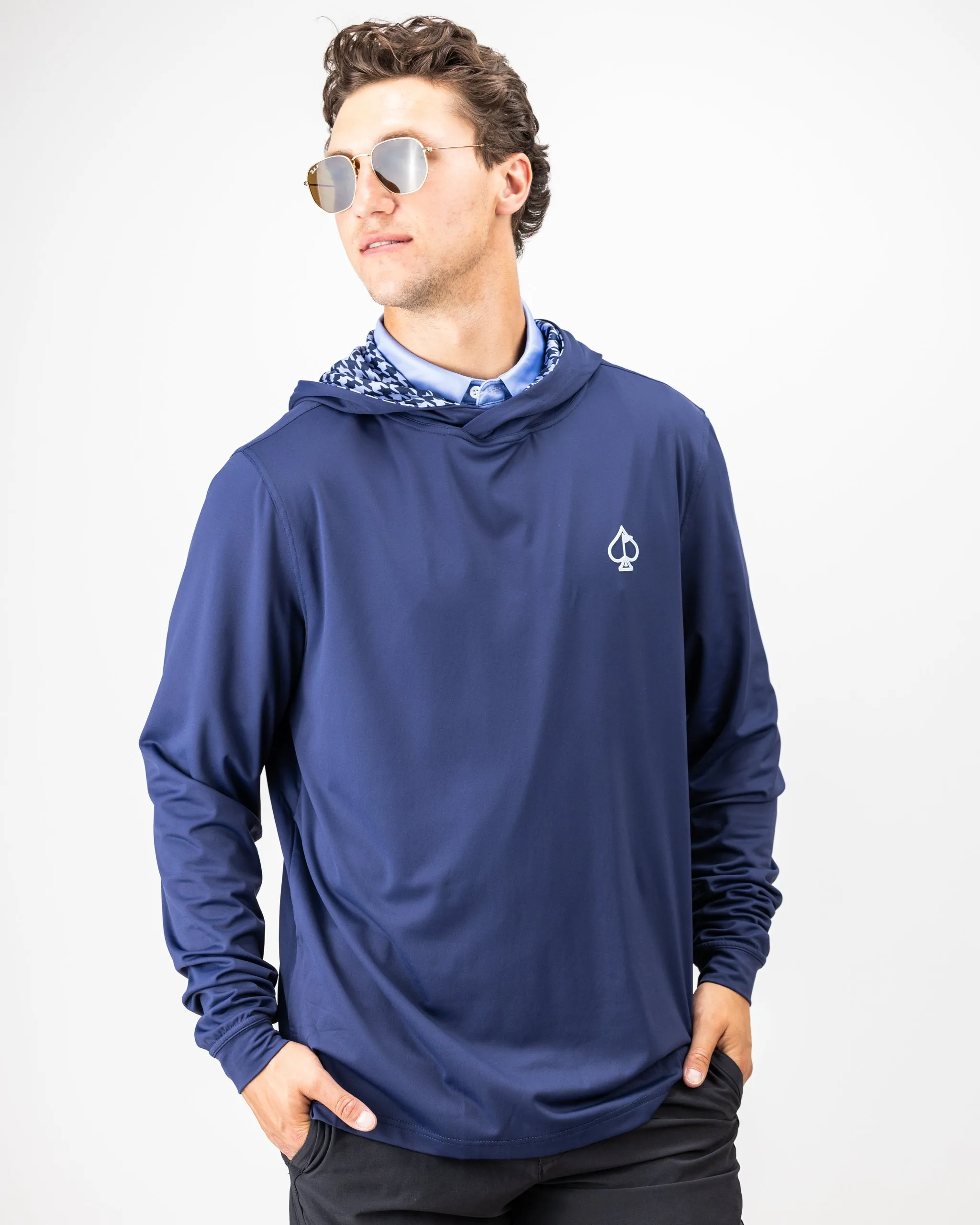 Performance Golf Hoodie - Royal Houndstooth