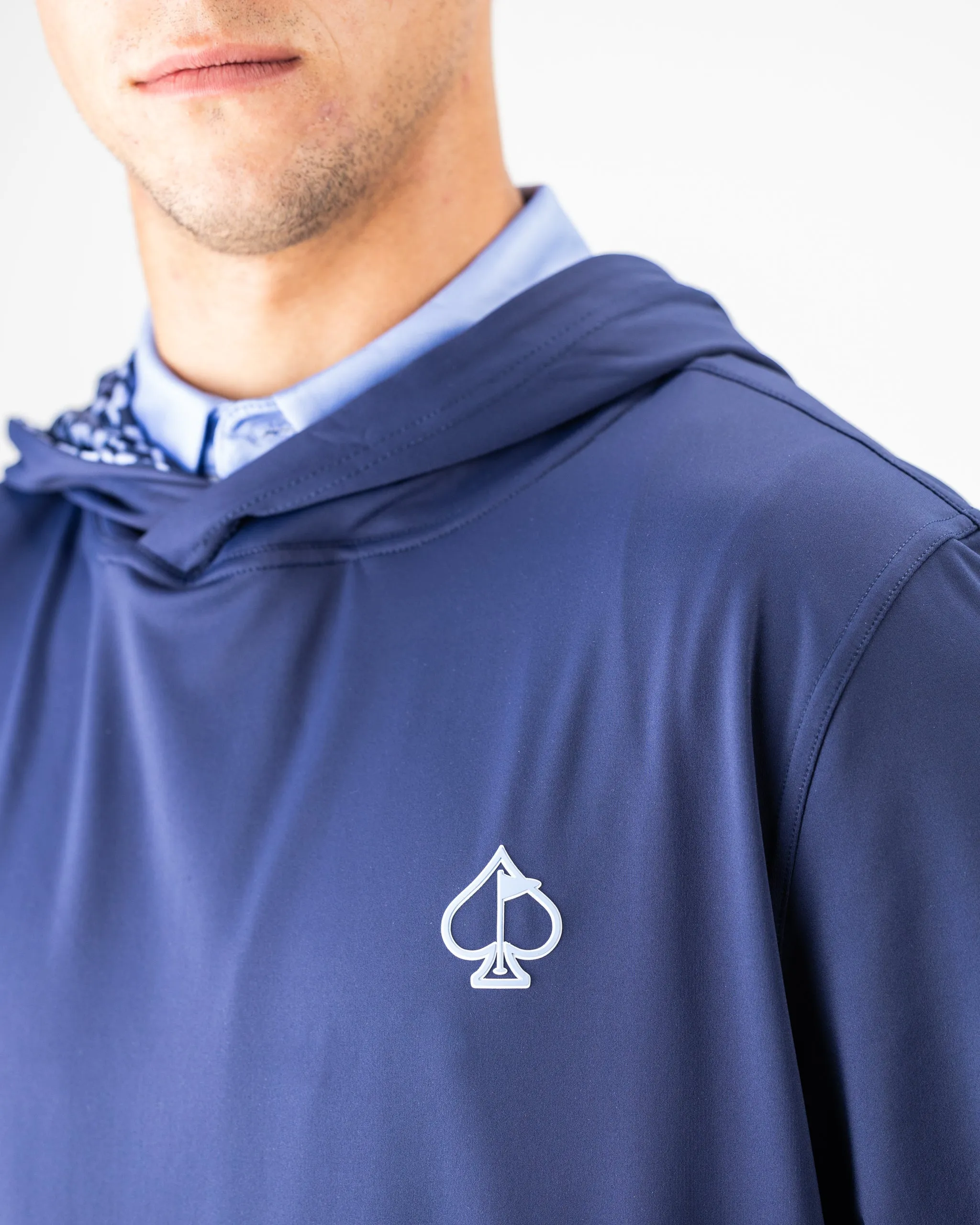 Performance Golf Hoodie - Royal Houndstooth