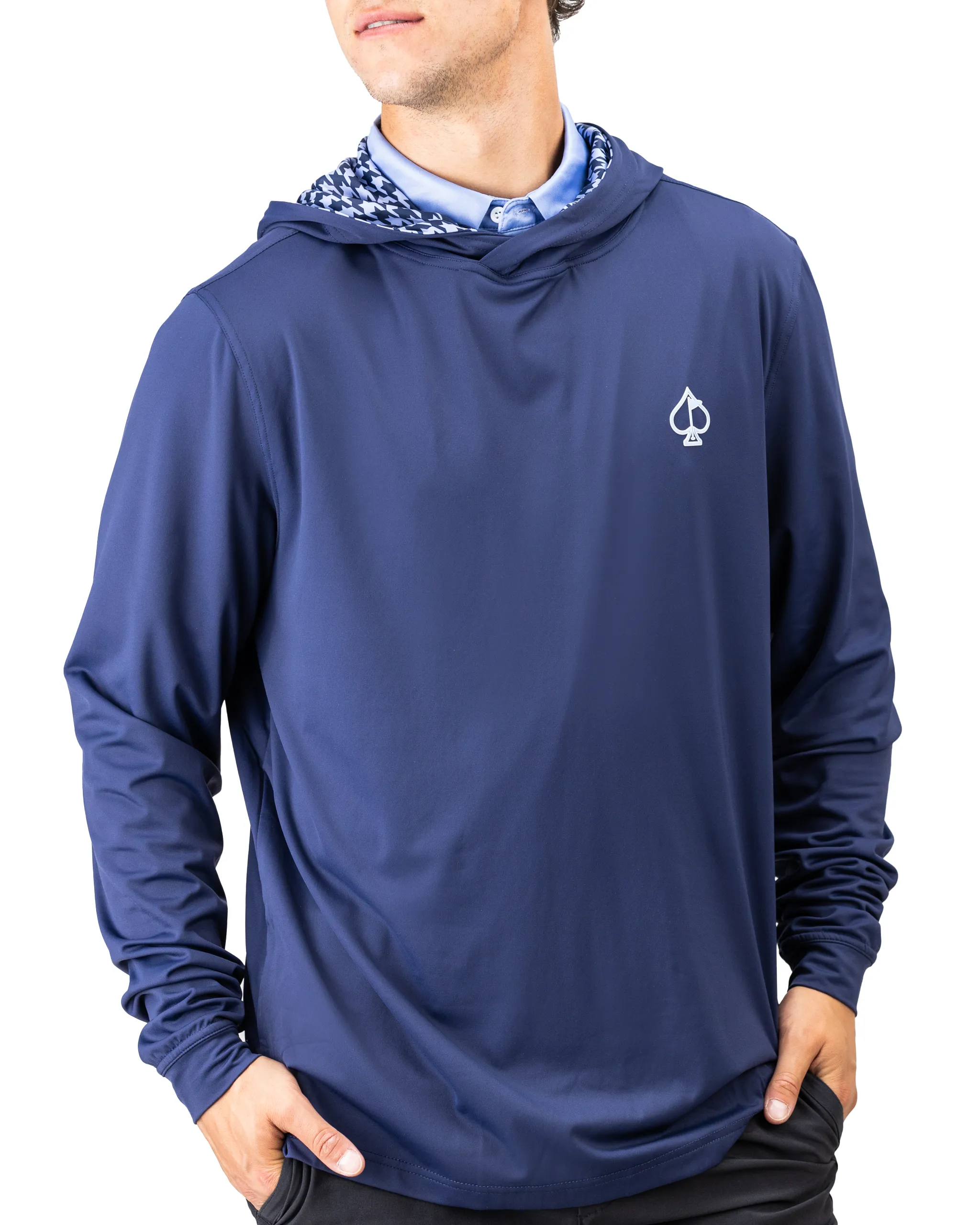 Performance Golf Hoodie - Royal Houndstooth