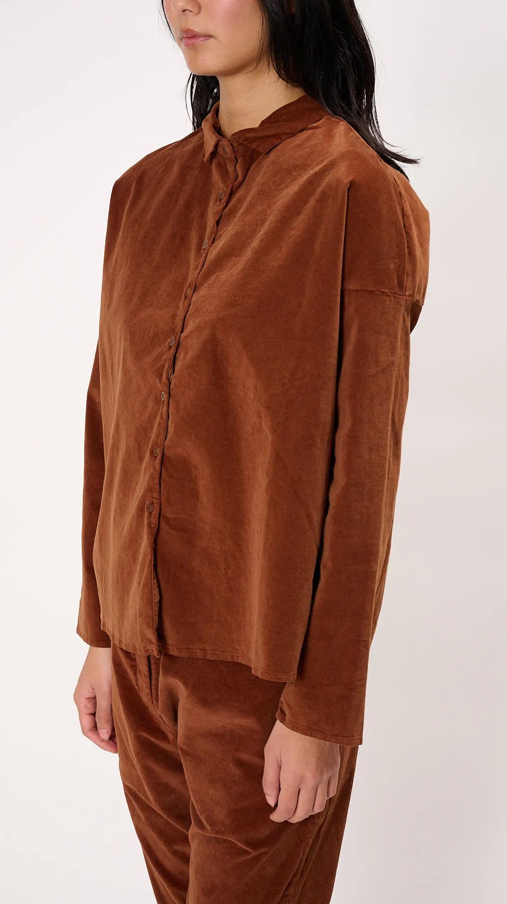 Short Collar Shirt V in Rust