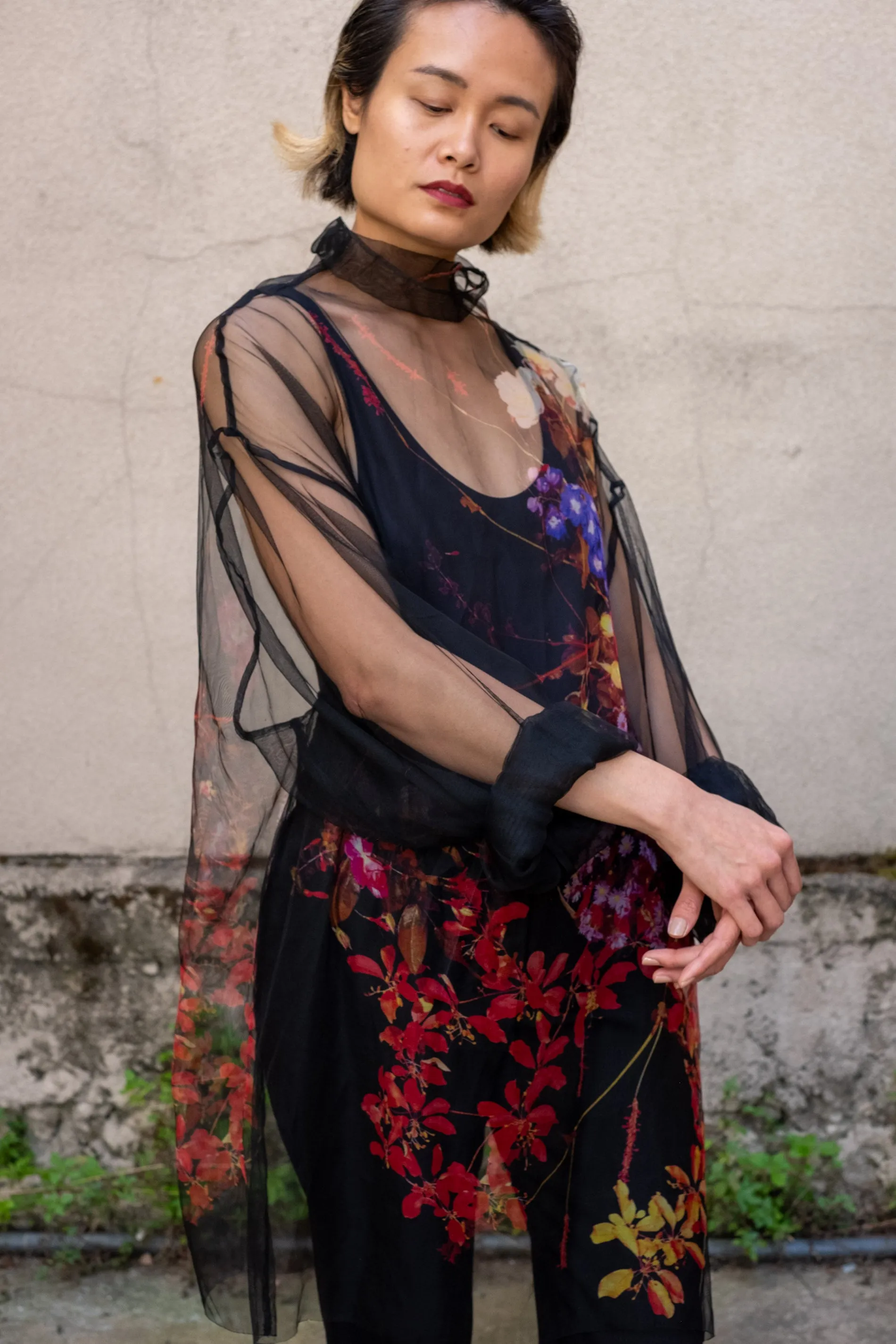 Silk Sheer Floral Midi