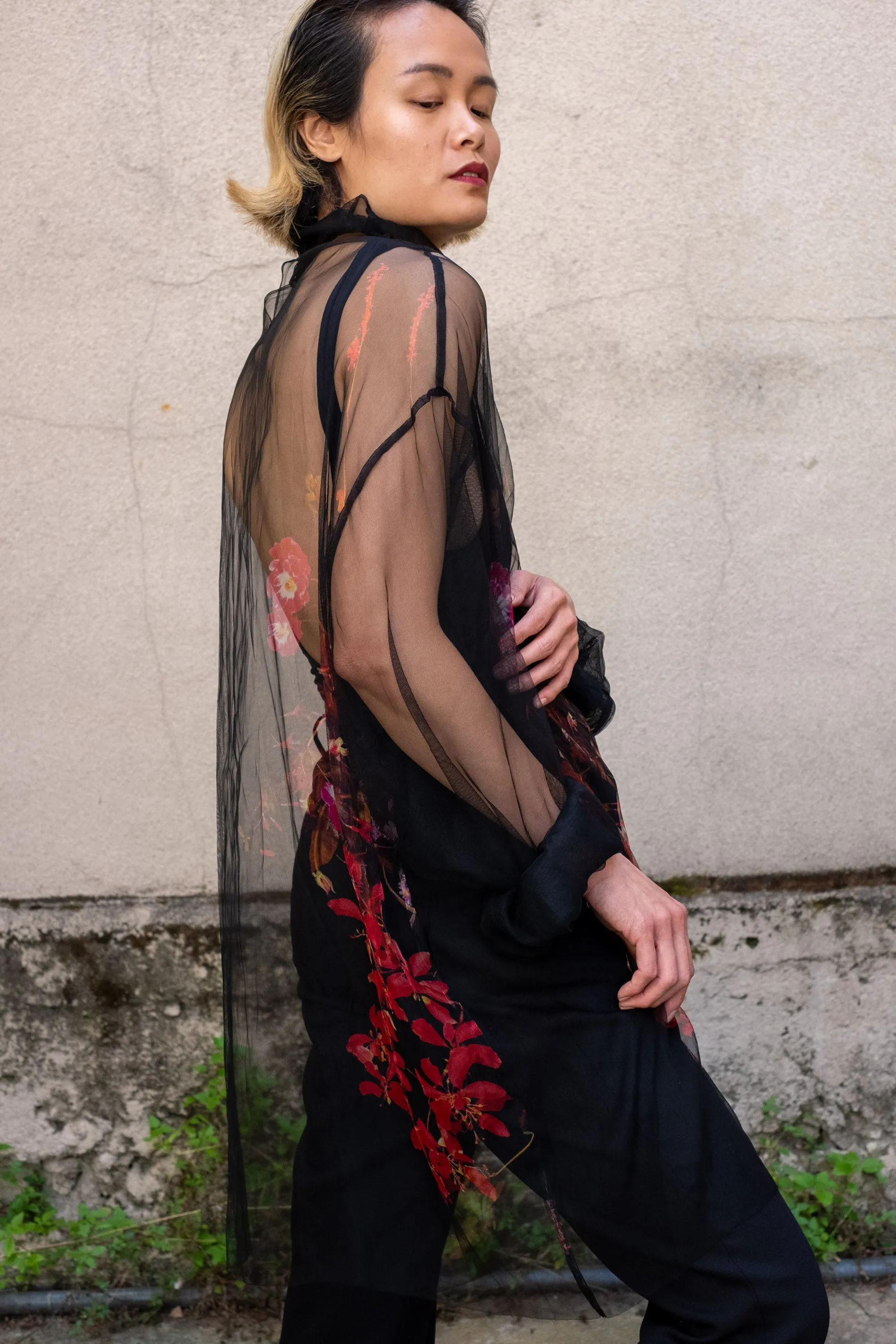 Silk Sheer Floral Midi