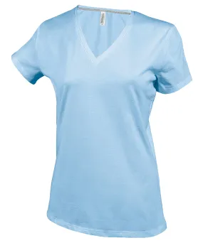 Sky Blue - Ladies' short-sleeved V-neck T-shirt