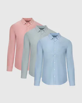 Spring Stretch Oxford Long Sleeve Shirt 3-Pack