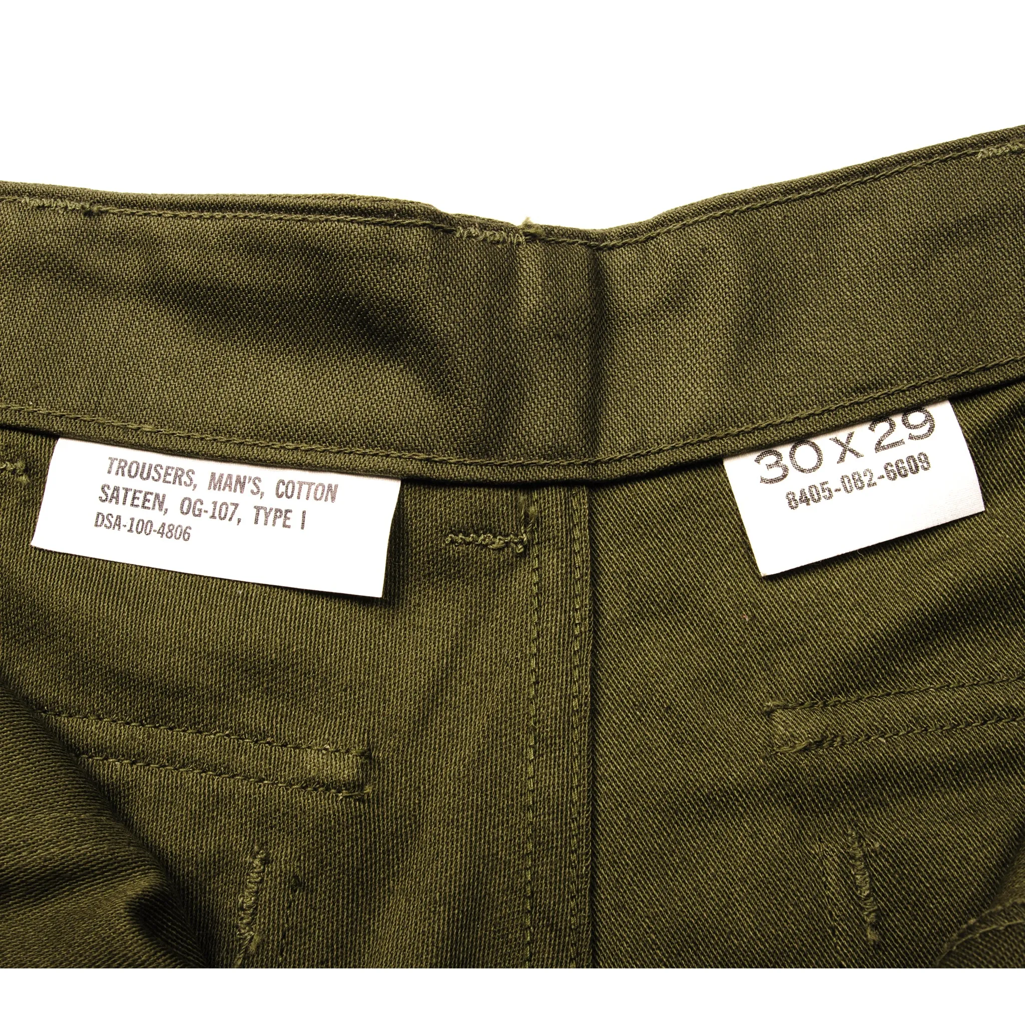 VINTAGE US ARMY UTILITY OG-107 SATEEN TROUSERS PANTS 1966 VIETNAM WAR SIZE W29 L27 DEADSTOCK