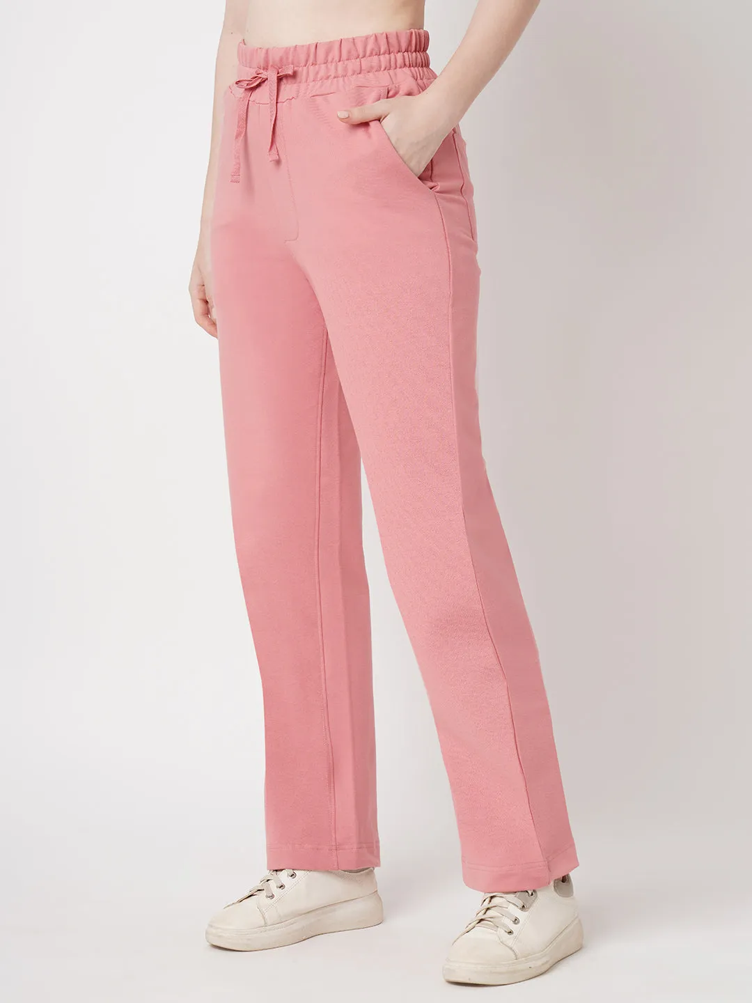 Women Blush Pink Loose Straight Jeans