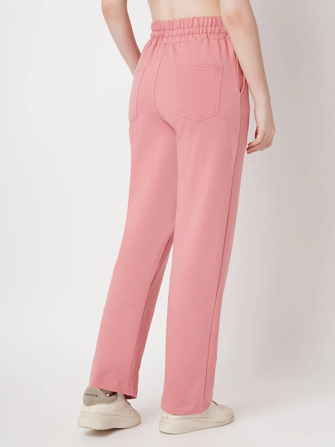 Women Blush Pink Loose Straight Jeans