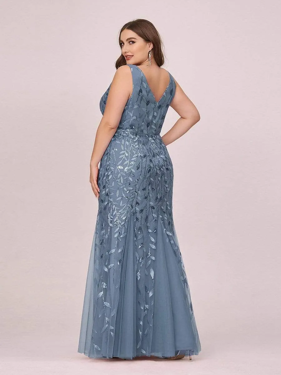 Women's Double V-Neck Fishtail Seuqin Prom Dress